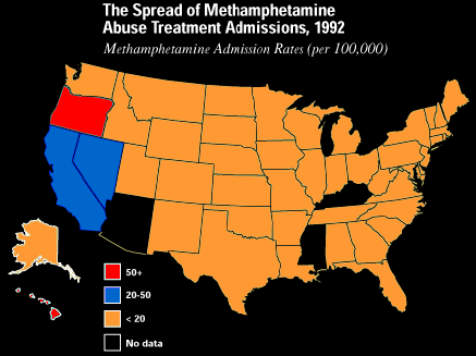 Admisiones por el incremento de el uso de Metanfetaminas, 1992