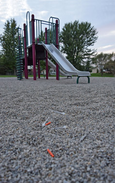 Syringes on a play ground