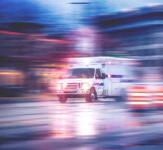 Rushing blurred ambulance