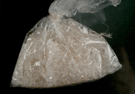 A bag of crystal methamphetamine