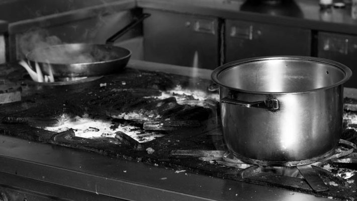 dirty stove being used to cook drugs