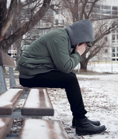 Depressed addict in winter