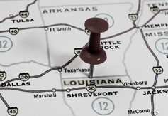 Louisiana map and pin