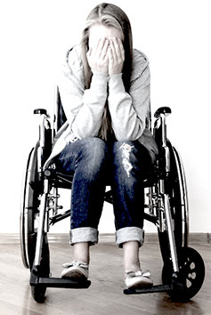 Upset girl with disabilities.
