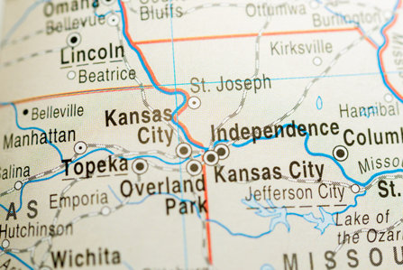Kansas-Missouri map, showing highways used to transport drugs. 