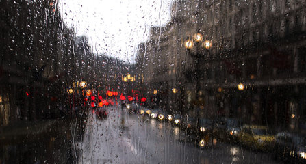 London in the rain.