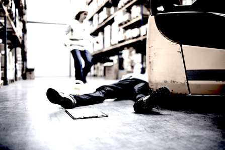 Worker in warehouse unconscious. 