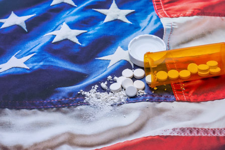 American flag and pills.