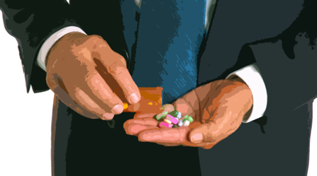 Executive hands with pills