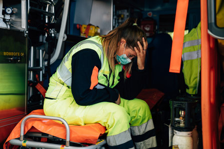 paramedic woman is sad