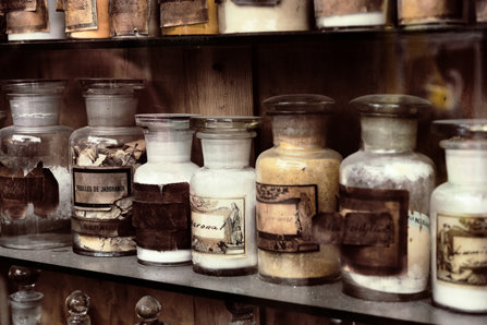 Antique medicine bottles. 