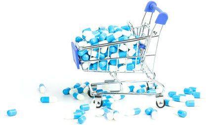 A mini shopping cart is full of drugs.