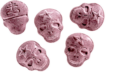 Ecstasy drug in a skull form.