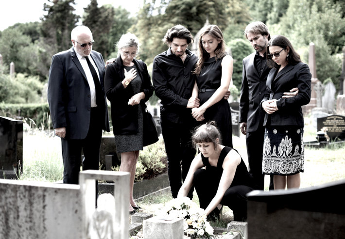 Family at the grave.