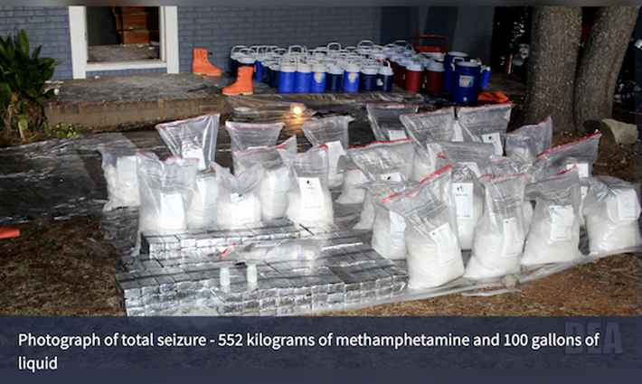 552 Kilograms and 100 gallons of meth seized