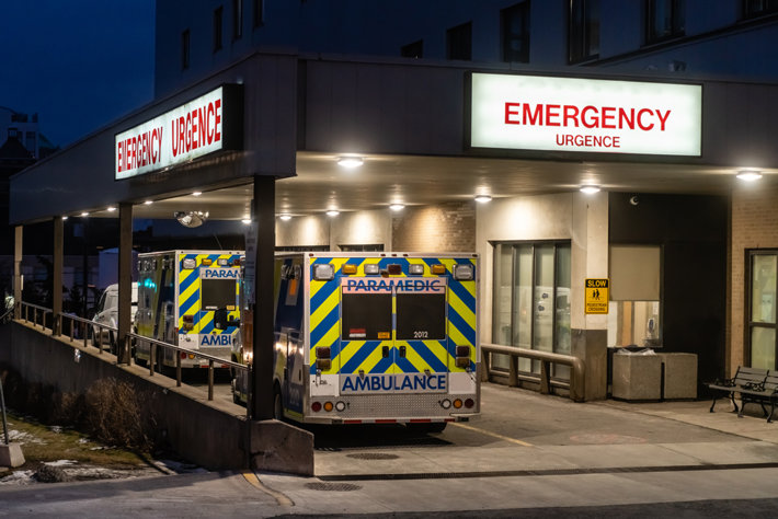 Ambulance outside the emergency in a hospital