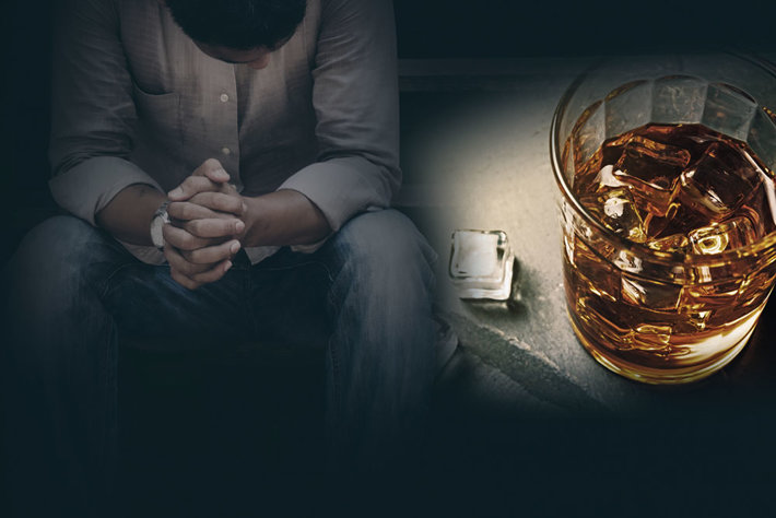 Suicide Victims—Young man after alcohol drinking.