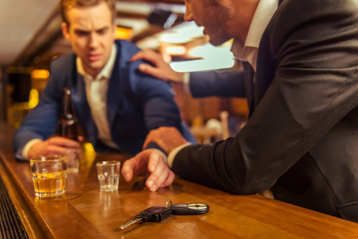 Businessman wants to drive after drinking. 