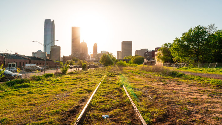 Oklahoma city and an old railroad