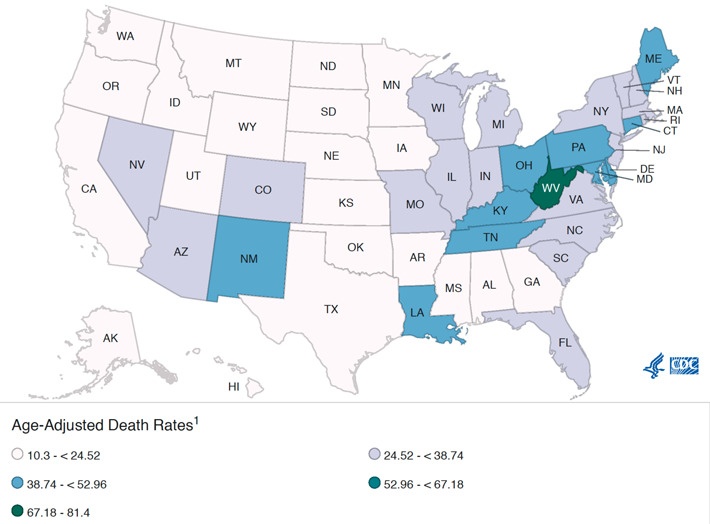 Drug overdose mortality by state