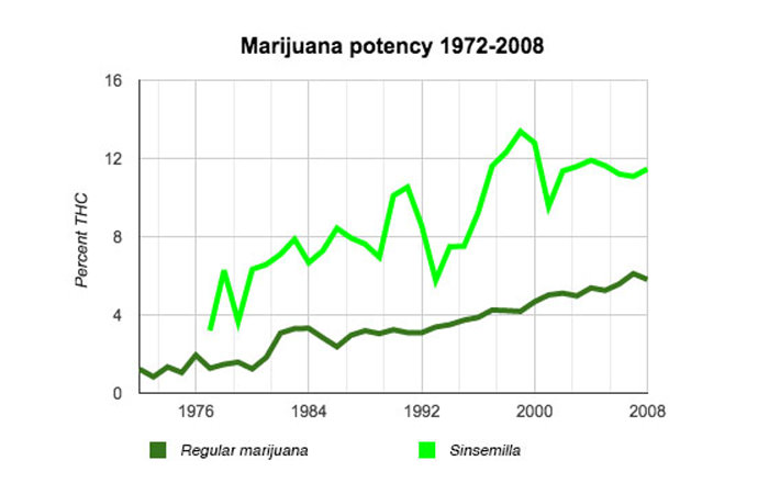 marijuana potency 1972-2008